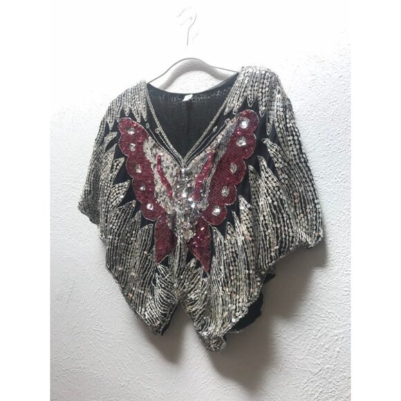 Sequin butterfly poncho top festival wear - Picture 4 of 8